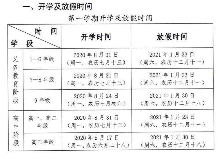 开学时间定了最新